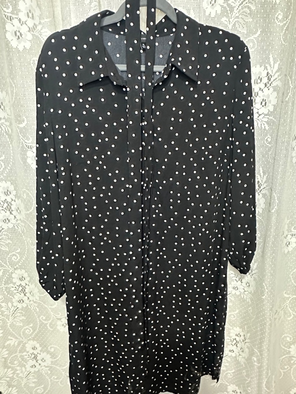 The Limited Vintage Black and White Polka Dot Dress w/Belt-Size XL